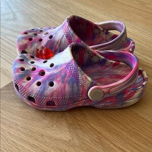 Colorful Kids tie dye crocs clogs